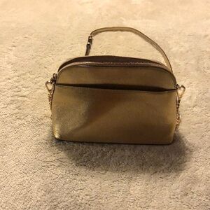 Michael Kors Gold Toned Saffiano Leather  Crossbody Purse.